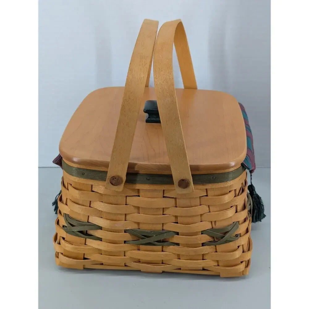 LONGABERGER 2000 DECK THE HALLS Basket Christmas Collection w/Inserts Green Knob